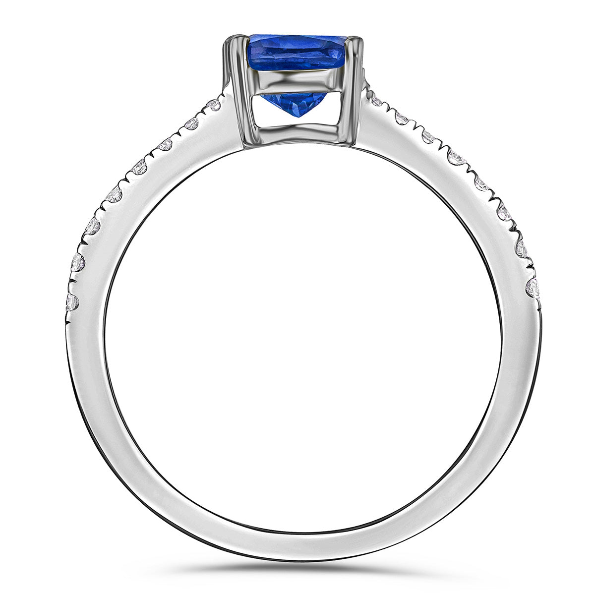 Astra 2.30ct Lab Sapphire and Diamond Shoulder Set Cushion Cut Ring in Silver